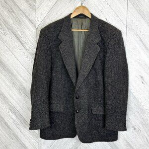 Vintage Harris Tweed Blazer Sport Coat Jacket Mens 44 Tall Wool Retro Hipster